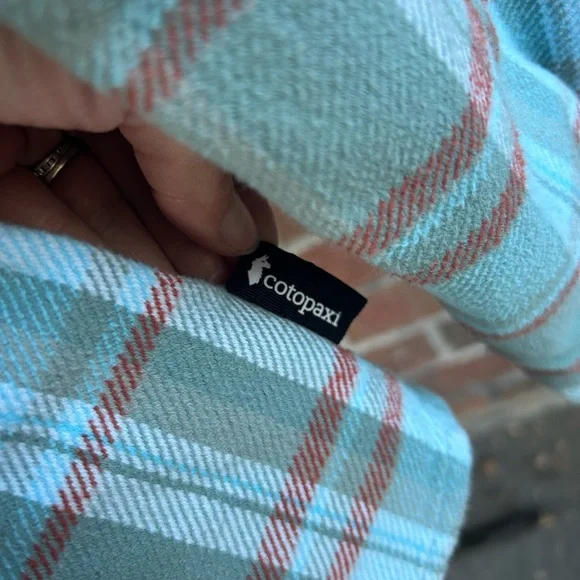 Cotopaxi Mero Bluegrass Plaid Flannel Button Down Shirt 100% organic Cotton Sz L - Picture 4 of 8